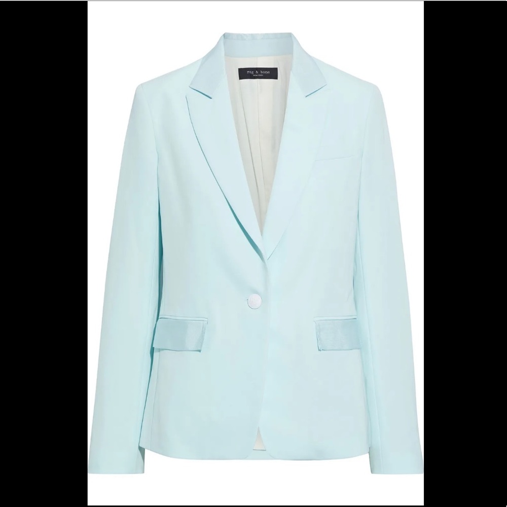 Rag & Bone Blue Rylie Crepe Blazer Snow Blossom